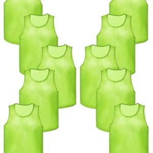 12 Pack Pro Training Pinnies for Youth & Adult Mesh High-Vis Scrimmage Vests for Soccer, Basketball, Volleyball Teams