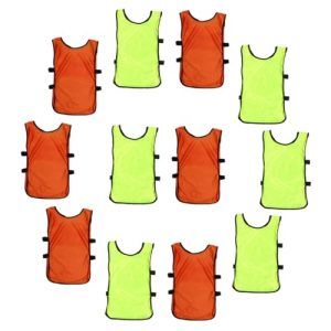 12Pcs Polyester Sports Training Vests Breathable Sleeveless Team Practice Jerseys with Elastic Straps for Football Basketball