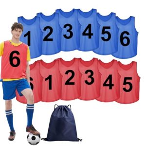 12-Pack Numbered Pinnies 1-6, Kids & Adult Scrimmage Vests, Mesh Practice Jerseys for Basketball, Soccer & Sports