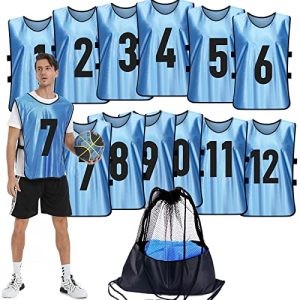 Scrimmage Training Vest (12 Pack) Team Sports Pinnies Jerseys for Adult Youth Soccer Bibs Numbered Practice Jerseys