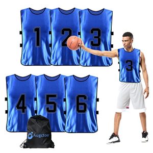 Numbered Soccer Pennies, Scrimmage Vest Sports Pinnies, Team Practice Pinnies, Soccer Bibs Training Vest for Adult Youth 6pcs