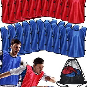 24 Packs Pennies Scrimmage Vests Blue Red Training Practice Vests for Youth Adults Soccer Basketball
